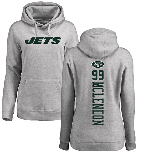 New York Jets Ash Women Steve McLendon Backer NFL Football #99 Pullover Hoodie Sweatshirts->new york jets->NFL Jersey